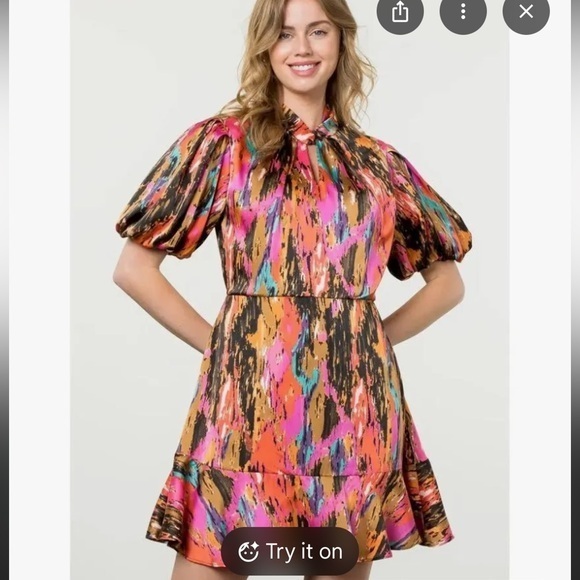 THML Dresses & Skirts - NWT THML satin puff sleeve mini dress